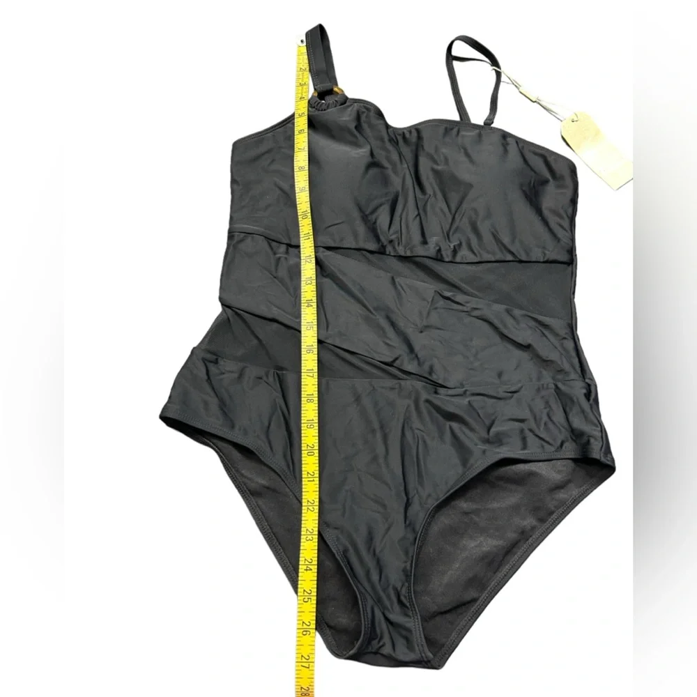 HEYTALALA womens black one piece swimsuit w mesh panel middle size XL NWT - Picture 7 of 7